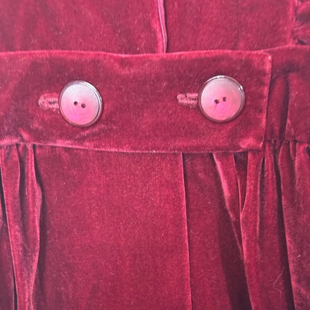 Frilly Velvet Apron‎ Pinafore Dress-Burgundy Red-XS/S - Picture 13 of 15